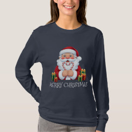 Camiseta Corazón de Caña de Dulce de Santa de Navidad