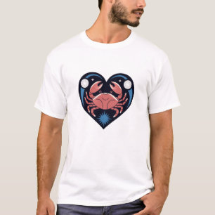 Camiseta Corazón de cáncer con luna y estrellas
