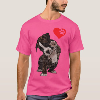 Camiseta Corazón de cinco alto Bulldog Cachorro Amo Boxer A