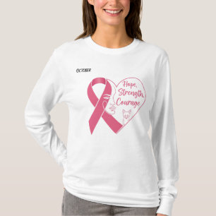 Camiseta Corazón de cinta rosada de octubre - esperanza, fu