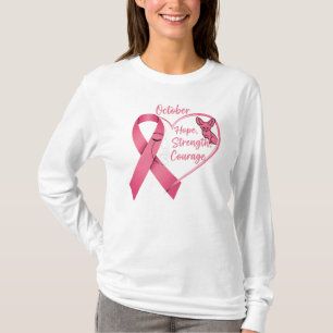 Camiseta Corazón de cinta rosada de octubre - esperanza, fu