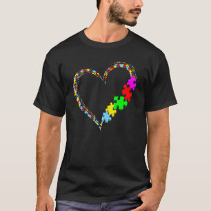 Camiseta Corazón de Conciencia del Autismo Rompecabezas Día