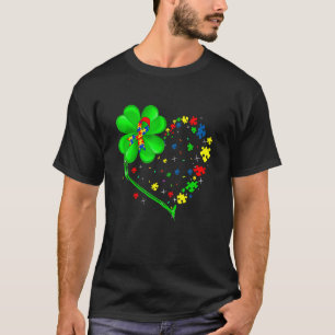 Camiseta Corazón de Conciencia del Autismo Trébol Día de Sa