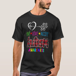Camiseta Corazón de Conciencia del Autismo Vive Ama Acepta 