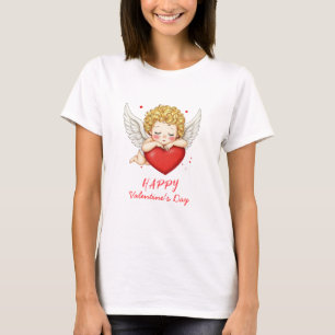 Camiseta Corazón de Coquette angel cherub Feliz Día de San 