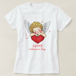 Camiseta Corazón de Coquette angel cherub Feliz Día de San 