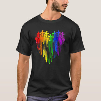 Camiseta Corazón de corte cruzado cristiano Lgbt acuarela