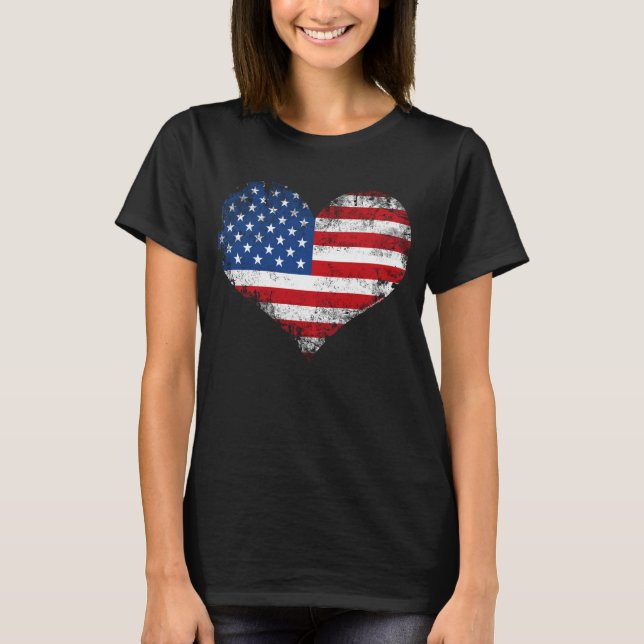 Camiseta Corazón de cosecha Bandera estadounidense Patrióti (Anverso)
