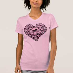 Camiseta Corazón de cráneo rosado