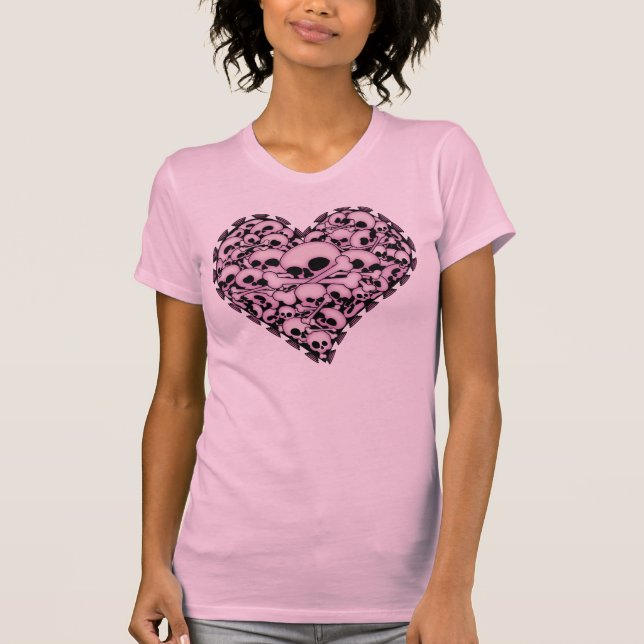 Camiseta Corazón de cráneo rosado (Anverso)