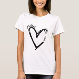 Camiseta Corazón de Día de la Madre de moda con nombre de 1