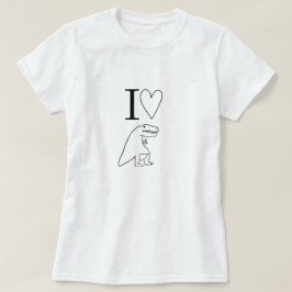 Camiseta Corazón de dinosaurios T-Rex minimalista lindo