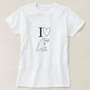 Camiseta Corazón de dinosaurios T-Rex minimalista lindo