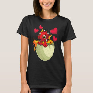 Camiseta Corazón de dragón de fuego lindo fantástico animal