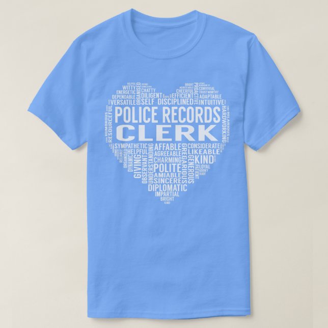 Camiseta Corazón de empleado de registro de policía (Diseño del anverso)