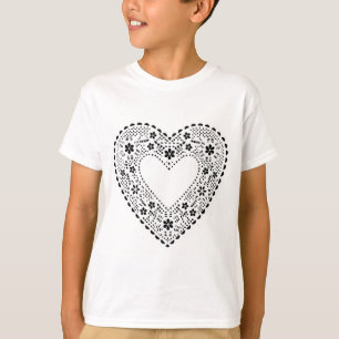Camiseta Corazón de encaje blanco y negro