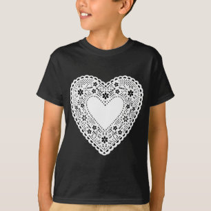 Camiseta Corazón de encaje blanco y negro