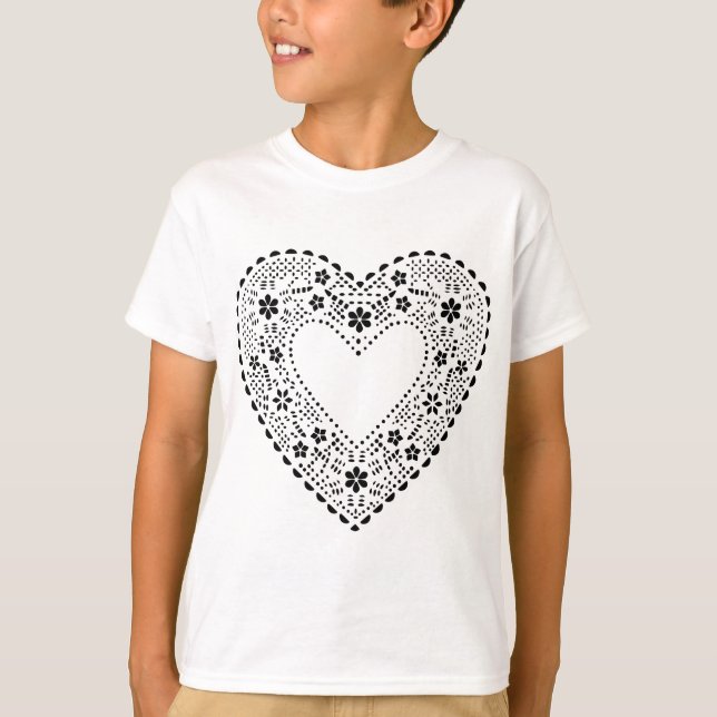 Camiseta Corazón de encaje negro (Anverso)