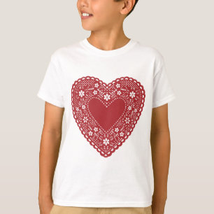 Camiseta Corazón de encaje rojo