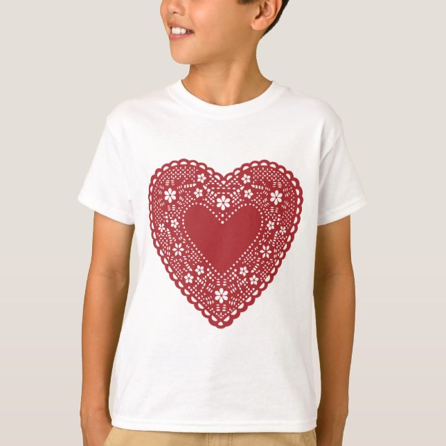 Camiseta Corazón de encaje rojo (Anverso)