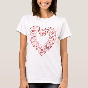 Camiseta Corazón de encaje rojo