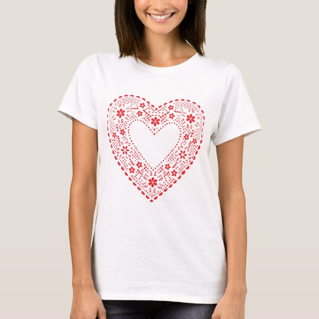 Camiseta Corazón de encaje rojo (Anverso)