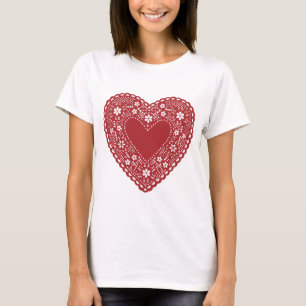 Camiseta Corazón de encaje rojo