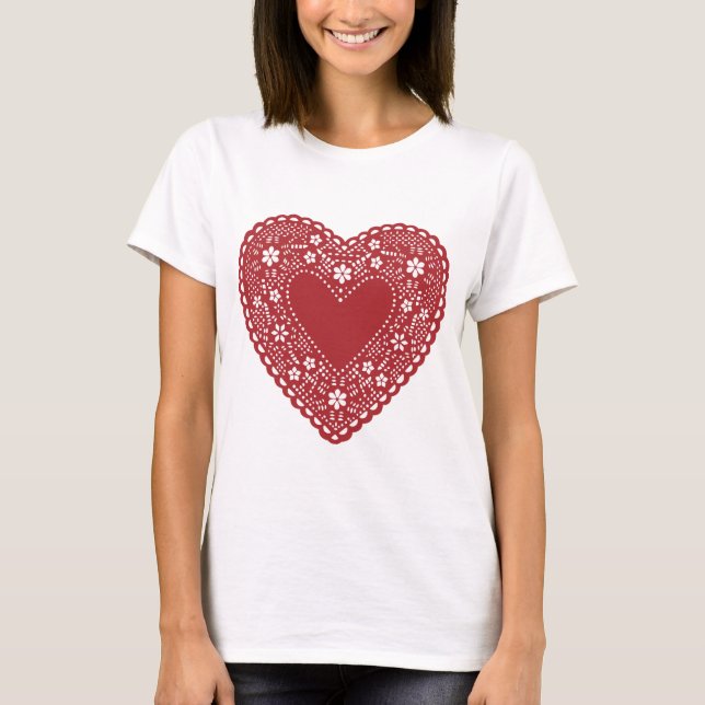 Camiseta Corazón de encaje rojo (Anverso)