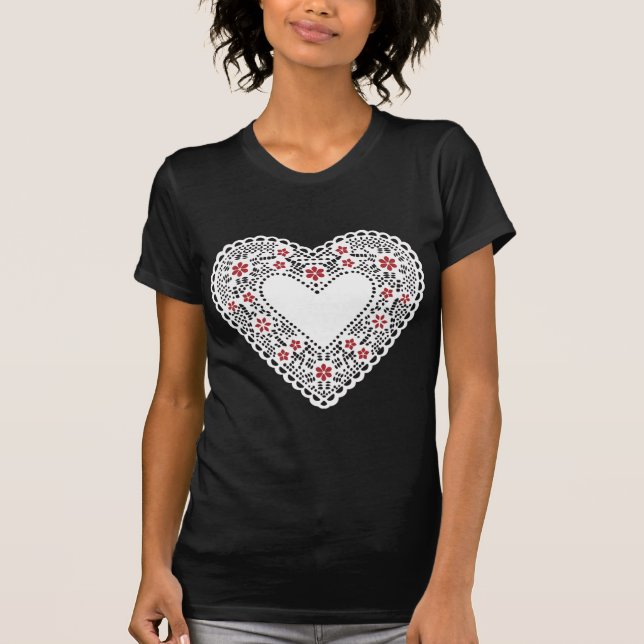 Camiseta Corazón de encaje rojo y blanco (Anverso)