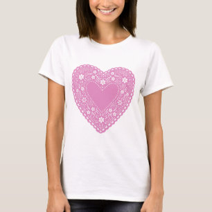 Camiseta Corazón de encaje rosado