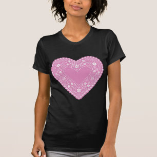 Camiseta Corazón de encaje rosado