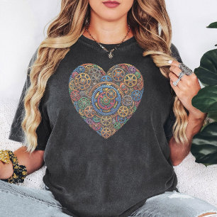 Camiseta Corazón de Engranajes de Arte Mecánico Steampunk