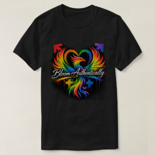 Camiseta Corazón de Fénix Arcoíris "Florece Auténticamente"