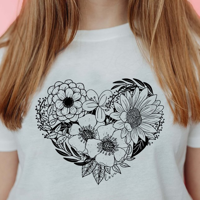 Camiseta Corazón de Flor Amor (Subido por el creador)
