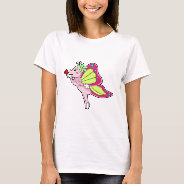 Camiseta Corazón de flor de mariposa (Anverso)