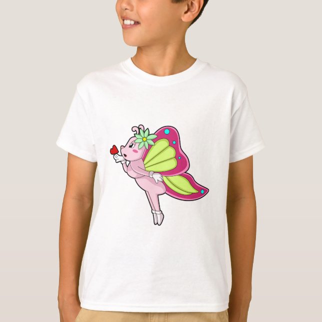 Camiseta Corazón de flor de mariposa (Anverso)