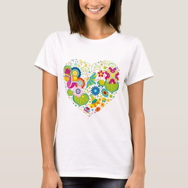 Camiseta Corazón de flores (Anverso)