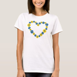 Camiseta Corazón de flores azules y amarillas. Ucrania