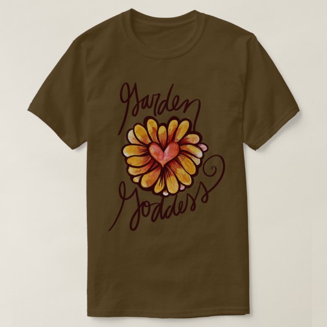 Camiseta Corazón de flores de la diosa del jardín (Diseño del anverso)