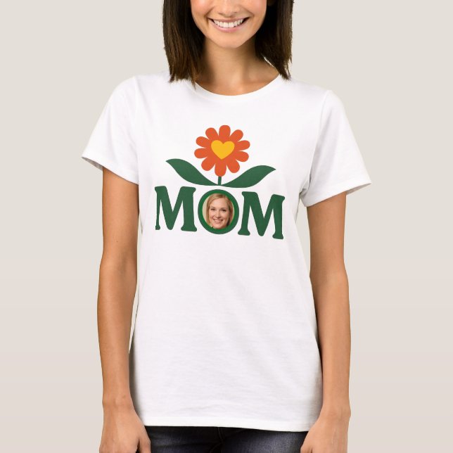 Camiseta Corazón de flores de mamá de foto (Anverso)
