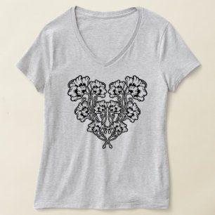 Camiseta Corazón de flores gótica Art Nouveau