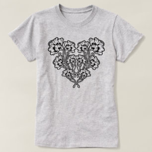 Camiseta Corazón de flores gótica Art Nouveau