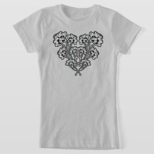 Camiseta Corazón de flores gótica Art Nouveau