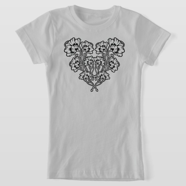 Camiseta Corazón de flores gótica Art Nouveau (Distribución)