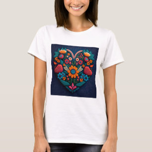 Camiseta Corazón de flores inspirado en Ucrania