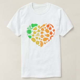 Camiseta Corazón de frutas y verduras - Gran Regalo Vegan