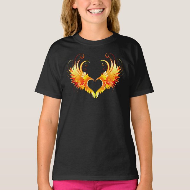 Camiseta Corazón de Fuego Ángel con Alas (Anverso)