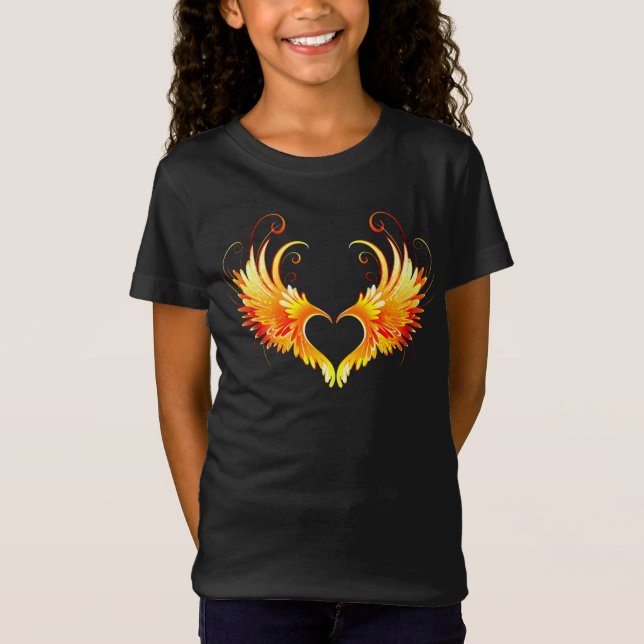 Camiseta Corazón de Fuego Ángel con Alas (Anverso)
