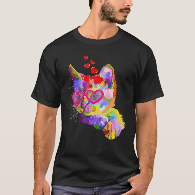 Camiseta Corazón de gato de mentón lindo, gato de decoració (Anverso)