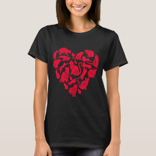 Camiseta Corazón de gato Día de San Valentín Chicas Mujeres